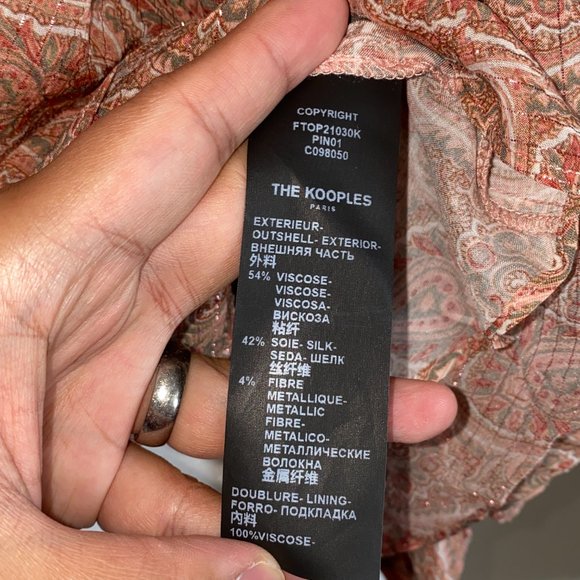 The Kooples Frilled Paisley-print  Silk Blend Woven Top PIN01 - Picture 7 of 8